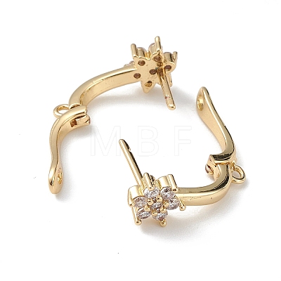 Brass Flower Hoop Earring Findings ZIRC-L097-054G-1