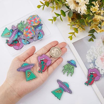 20Pcs 5 Style Alien Theme Colorful Acrylic Pendants FIND-CA0006-56-1