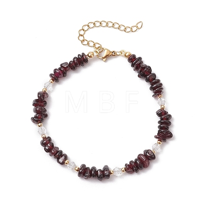 Natural Garnet Chip Beaded Bracelets for Women BJEW-JB11742-05-1