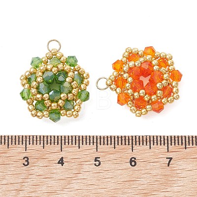 4Pcs 4 Colors Imitate Austrian Crystal Bicone Glass & Seed Glass Pendants PALLOY-MZ01304-1