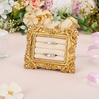 Vintage Resin with Cloth Ring Display Gold Photo Frame Stands RDIS-WH0016-19B-1