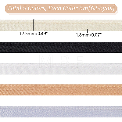 AHADERMAKER 30M 5 Colors Polyester Cord-Edge Piping Satin Trim OCOR-GA0001-74-1