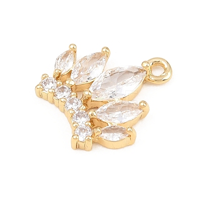 Brass Micro Pave Clear Cubic Zirconia Pendants KK-D225-07G-1