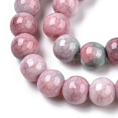 Opaque Crackle Glass Round Beads Strands GLAA-T031-01J-1