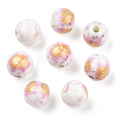 Handmade Printed Porcelain Beads LS-X-PORC-Q199-8mm-02-1