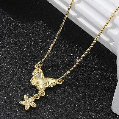 Brass Micro Pave Clear Cubic Zirconia Pendants Necklaces NJEW-M088-03G-03-1