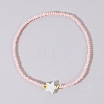 Glass Seed Bead & Shell Star Beaded Bracelet for Women RH2827-1-1