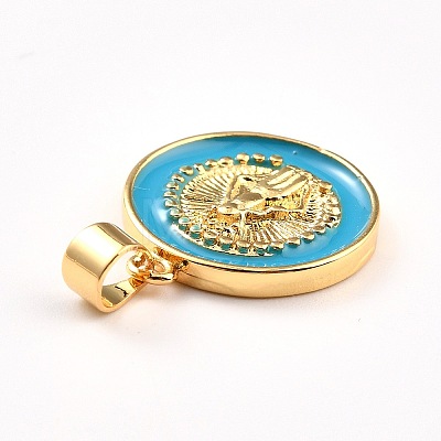 Brass Enamel Pendants KK-P209-03G-06-RS-1