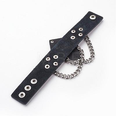 Punk Rock Style Cowhide Leather Rivet Bracelets BJEW-D438-07-1