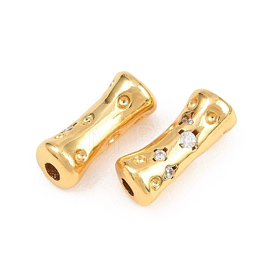 Brass Micro Pave Clear Cubic Zirconia Beads KK-Z162-21G-1