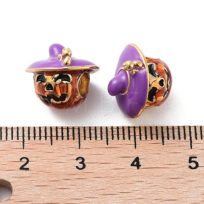 Halloween Rack Plating Brass Enamel European Beads KK-M280-01G-1