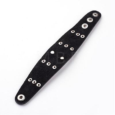 Punk Rock Style Cowhide Leather Rivet Bracelets BJEW-D438-08-1