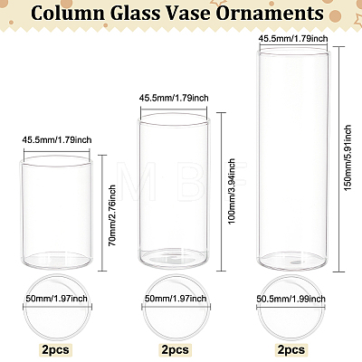 6Pcs 3 Style Column Glass Vase Ornaments AJEW-BC0002-25-1