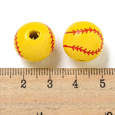 Printed Wood European Beads WOOD-G022-11A-1