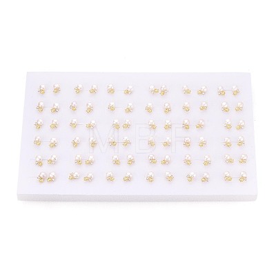 Flower Brass Micro Pave Clear Cubic Zirconia Stud Earrings PEAR-N020-WX14-1