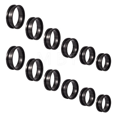 12Pcs 6 Styles 201 Stainless Steel Grooved Finger Ring Settings RJEW-TA0001-04EB-1