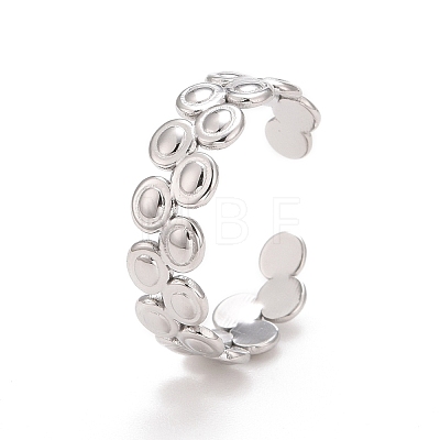 304 Stainless Steel Flat Round Wrap Open Cuff Ring for Women RJEW-A005-34P-1