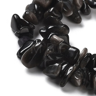 Natural Silver Sheen Obsidian Chip Beads Strands G-M205-07A-1