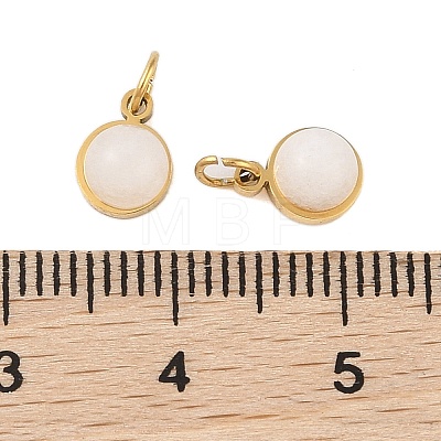 Natural White Jade Half Round Charms with Jump Ring STAS-A097-05G-02-1
