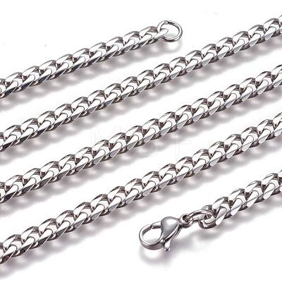 304 Stainless Steel Cuban Link Chain Necklaces NJEW-L159-02B-P-1