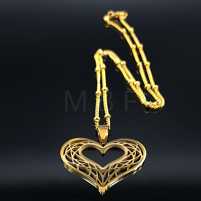 Hollow Out Heart 201 Stainless Steel Pendant Necklaces for Women FS-WG1E05F-02-1