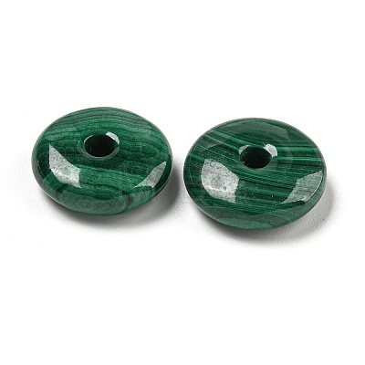 Natural Malachite Donut/Pi Disc Charms G-E557-15A-1