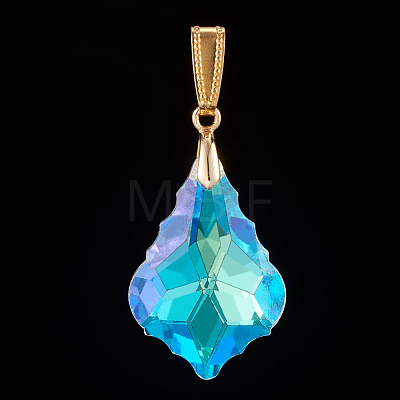 AB Color Plated Electroplate Glass Pendants PALLOY-JF00446-01-1