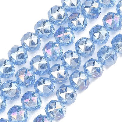 Electroplate Transparent Glass Beads Strands GLAA-H040-01C-1