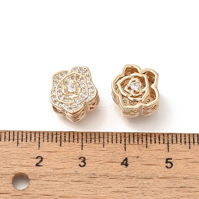 Flower Rack Plating Brass Micro Pave Cubic Zirconia Beads KK-S399-02B-1