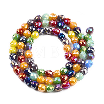 Electroplate Opaque Solid Color Glass Beads Strands EGLA-N002-26-04-1