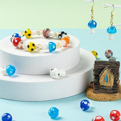 72Pcs 8 Colors Mushroom Handmade Lampwork Beads LAMP-LS0001-08-1
