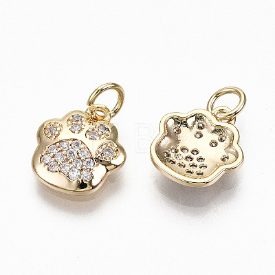 Brass Micro Pave Clear Cubic Zirconia Charms X-RJEW-T063-38G-NF-1