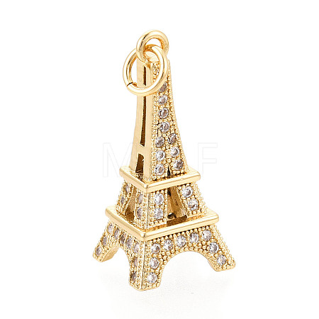 Brass Micro Pave Cubic Zirconia Pendants KK-N268-04G-1