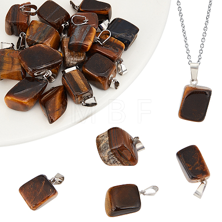20Pcs Natural Tiger Eye Pendants G-BBC0001-50C-1