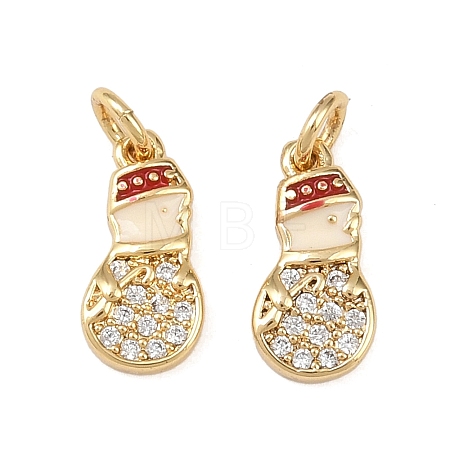 Christmas Brass Micro Pave Cubic Zirconia Enamel Charms KK-L255-19G-07-1