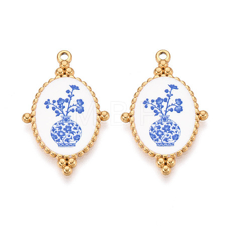 304 Stainless Steel Enamel Pendants STAS-OY002-91G-01-1