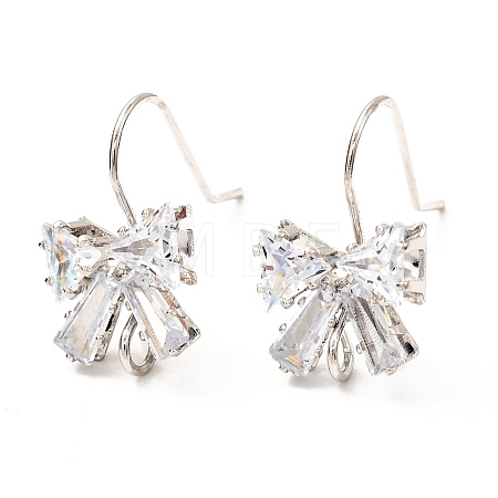 Brass Micro Pave Clear Cubic Zirconia Earring Hooks ZIRC-K087-23P-1