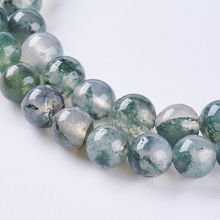 Natural Moss Agate Beads Strands G-L470-31-6mm-1