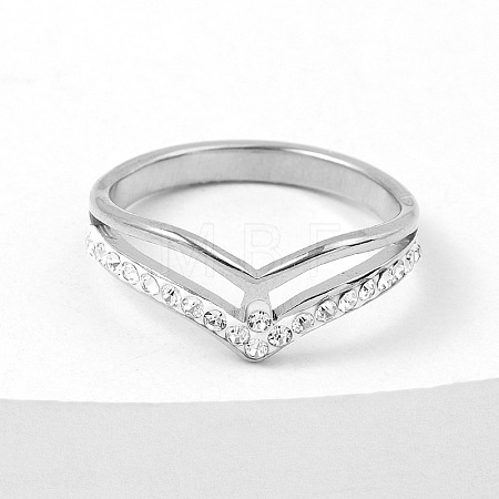 304 Stainless Steel & Handmade Polymer Clay Rhinestones Finger Rings WG9A093-01-1