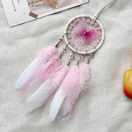 Woven Net/Web with Feather Pendant Decorations PW-WG06BF2-02-1