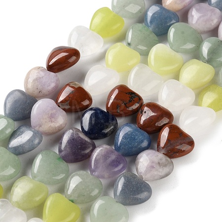 Natural Quartz Crystal & Red Jasper & Green Aventurine & Blue Aventurine & Lepidolite & Amethyst & Lemon Jade Beads Strands G-B022-39B-1
