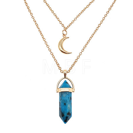 Natural Dumortierite Cone Pendant Double Layer Necklace UX9990-8-1