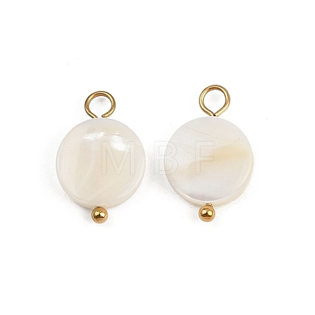 Natural Shell Disc Pendants STAS-D378-31G-1