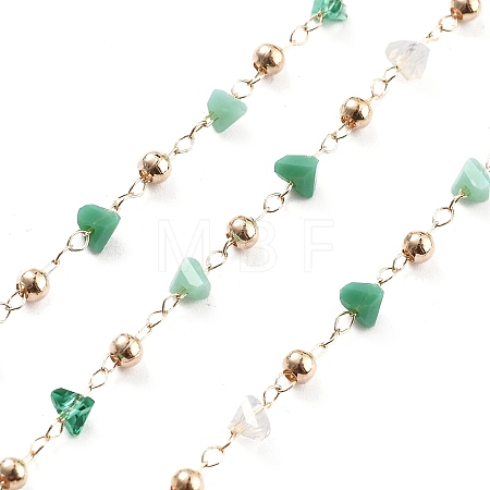 Handmade Brass & Glass Bead Chains CHC-L051-03KCG-03-1