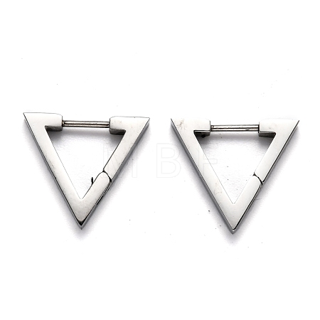 Tarnish Resistant 304 Stainless Steel Triangle Huggie Hoop Earrings STAS-H156-02B-P-1