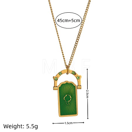 Rotating 304 Stainless Steel Enamel Tarot Card Pendant Necklaces with Rhinestone FS-WG0CC16-02-1