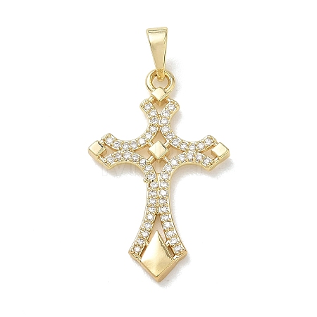 Easter Religion Brass Micro Pave Clear Cubic Zirconia Pendants KK-T085-18D-G-1