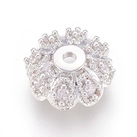 Multi-Petal Brass Micro Pave Cubic Zirconia Bead Caps X-ZIRC-F088-038P-1