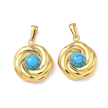 304 Stainless Steel with Synthetic Turquoise Pendants STAS-L309-21A-G-1