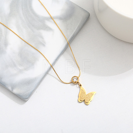 201 Stainless Steel Crystal Rhinestone Pendant Necklaces for Women WG0C703-07-1